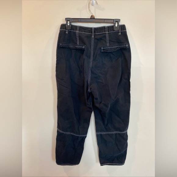 H&M Divided Black Pants White Contrast Stitch Womens Size 8 Twill Goth Punk - Picture 4 of 7